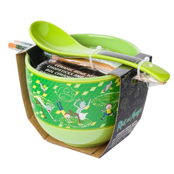 NEW Rick and Morty Ceramic Ramen Bowl With Chopsticks and Spoon Microwave Safe 2 - Picture 5 of 16